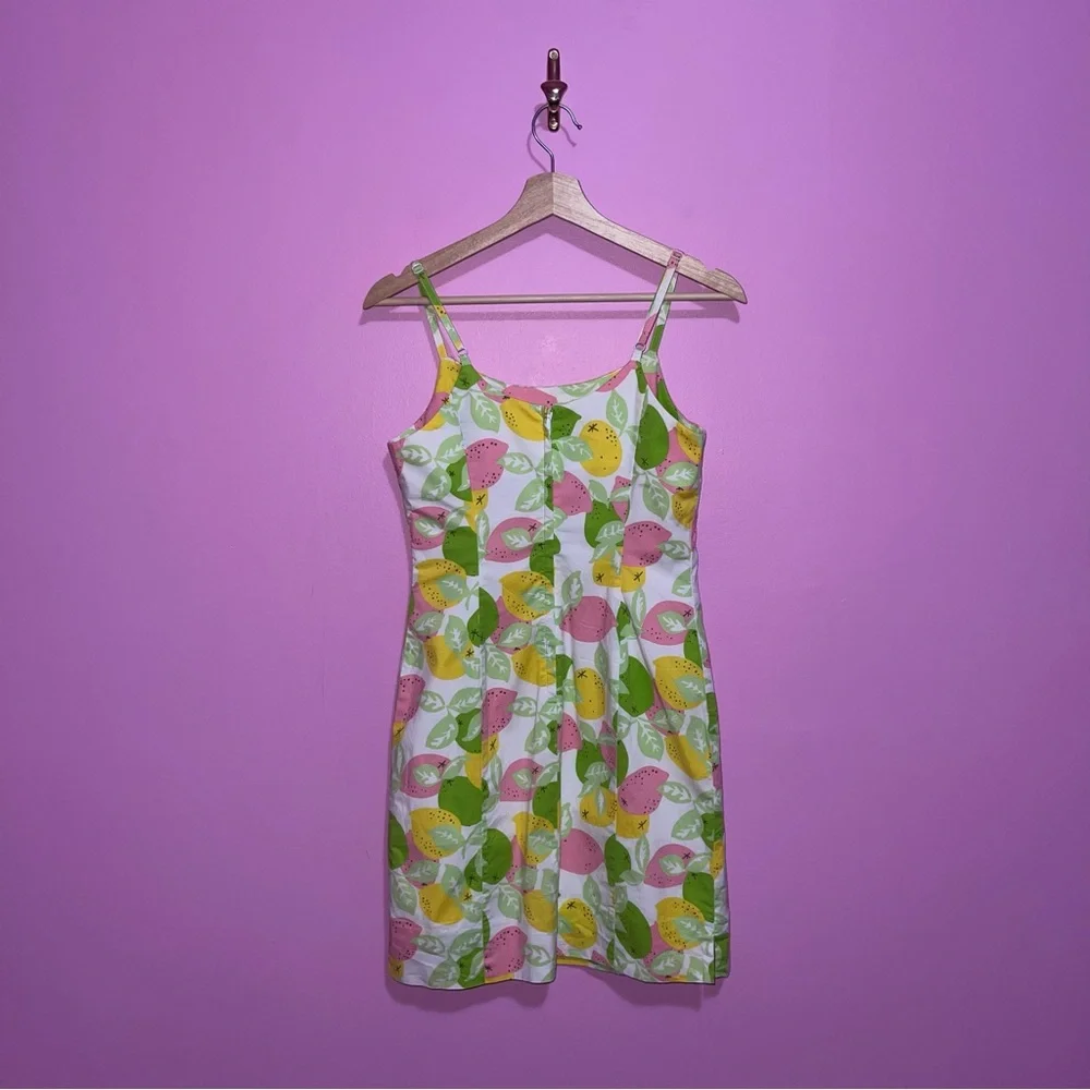 Lilly Pulitzer Mini Dress Women’s Size 4 Vintage Lemon Lime Print 90s - Picture 5 of 8